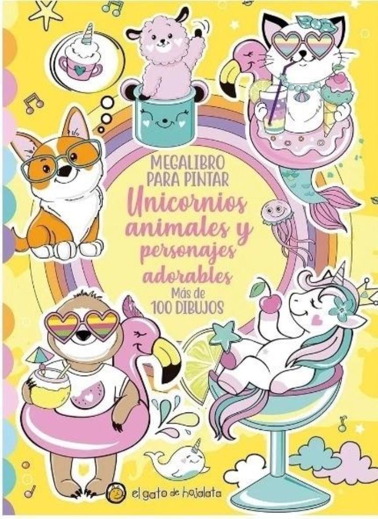 MEGALIBRO PARA PINTAR-  UNICORNIOS ANIMALES Y PERSONAJES ADORABLES